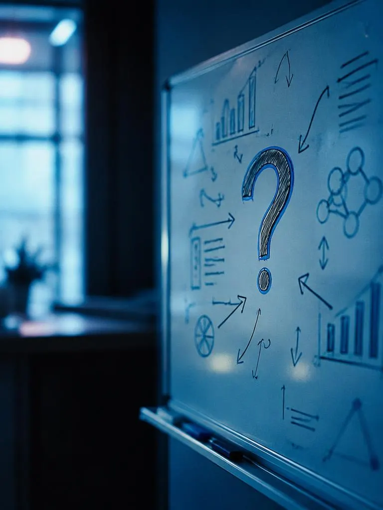 Whiteboard with a question sketch
